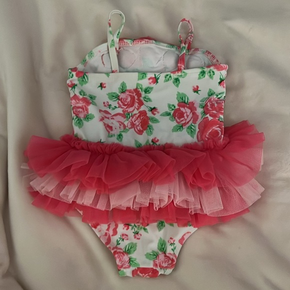 Little me floral tutu swimsuit size 6-9 months - Picture 2 of 4